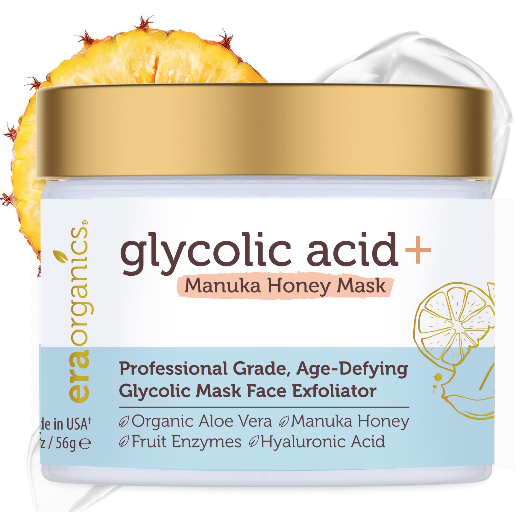 Jar of Eraorganics glycolic acid + Maruka Honey Glycolic face mask