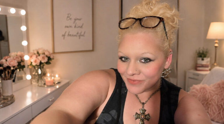 Woman taking a selfie after doing night care routines for skin