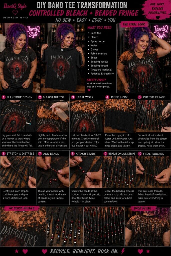 A DIY tutorial to recreate a new top from an old band tee.